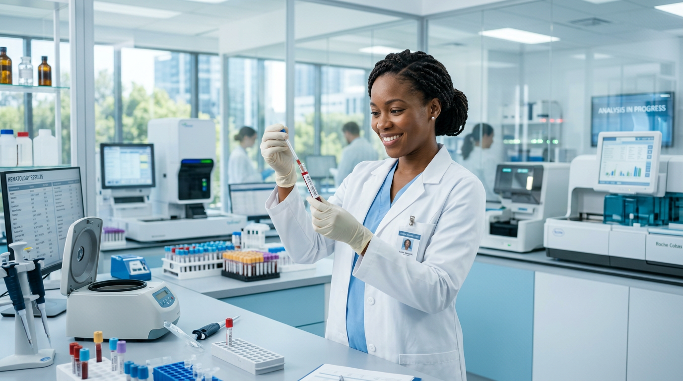 Modern blood testing laboratory at Amadeo Labs